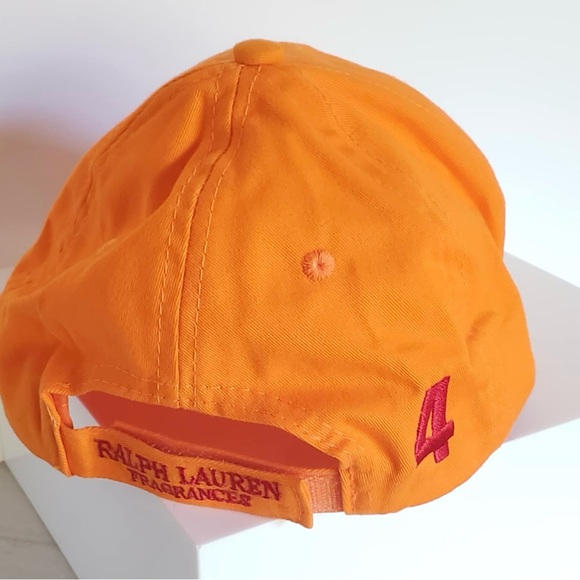 Polo Ralph Lauren Hat Cap Mens 4 Strapback Adjustable Orange Fragrance Big Pony - Picture 3 of 6